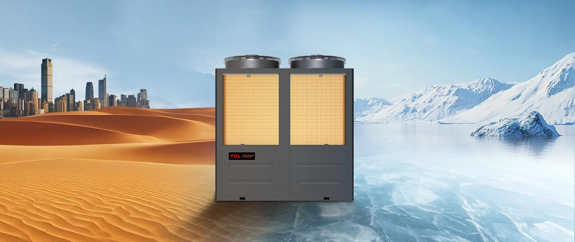 TCL unit standing between scorching desert and ice